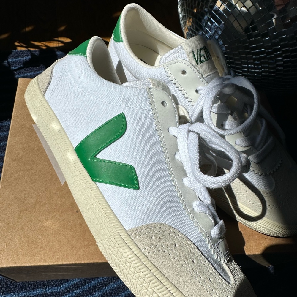 Veja White and Green Women's Sneakers